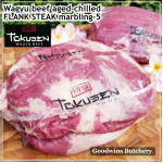 Beef FLANK STEAK Wagyu Tokusen marbling <=5 aged CHILLED 2pcs/pack +/-1.6kg (price/kg) PREORDER 3-7 days notice